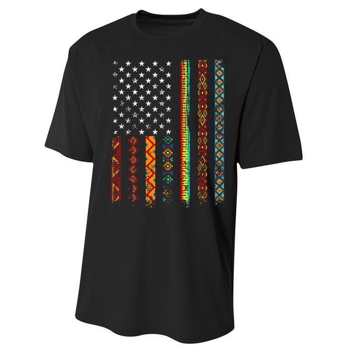 African Kente Cloth Shirts American Flag Performance Sprint T-Shirt