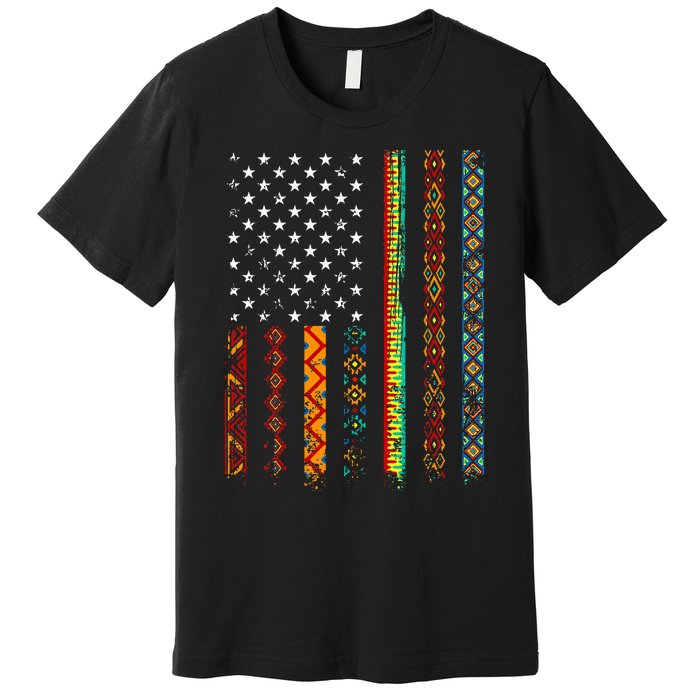 African Kente Cloth Shirts American Flag Premium T-Shirt