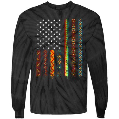 African Kente Cloth Shirts American Flag Tie-Dye Long Sleeve Shirt