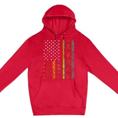 African Kente Cloth Shirts American Flag Premium Pullover Hoodie