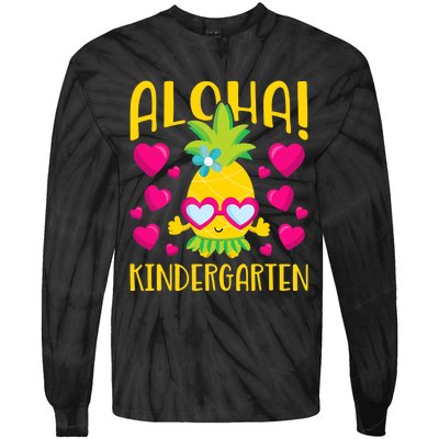 Aloha Kindergarten Cute Pineapple Student Teacher Tie-Dye Long Sleeve Shirt