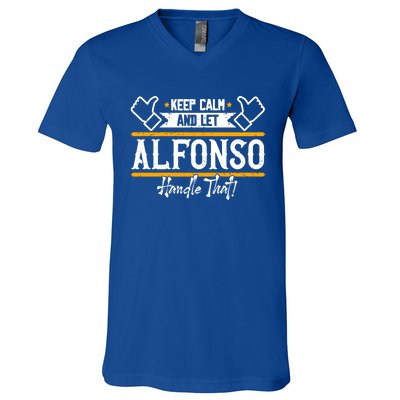 Alfonso Keep Calm And Let Alfonso Handle That Gift V-Neck T-Shirt