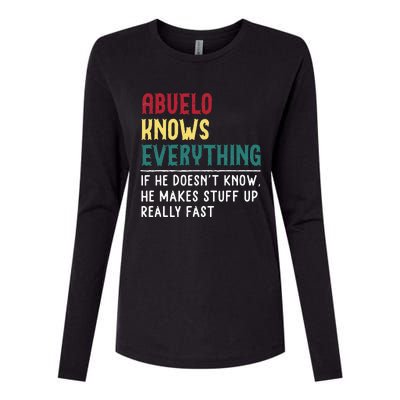 Abuelo Know Everything Fathers Day For Funny Abuelo Womens Cotton Relaxed Long Sleeve T-Shirt