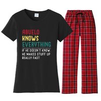 Abuelo Know Everything Fathers Day For Funny Abuelo Women's Flannel Pajama Set