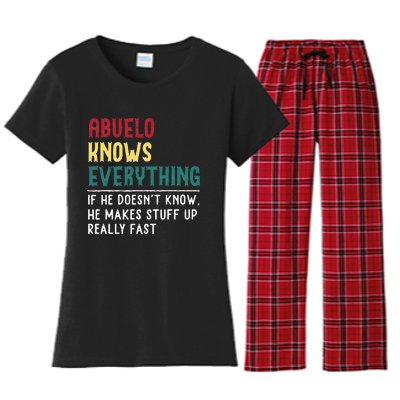 Abuelo Know Everything Fathers Day For Funny Abuelo Women's Flannel Pajama Set