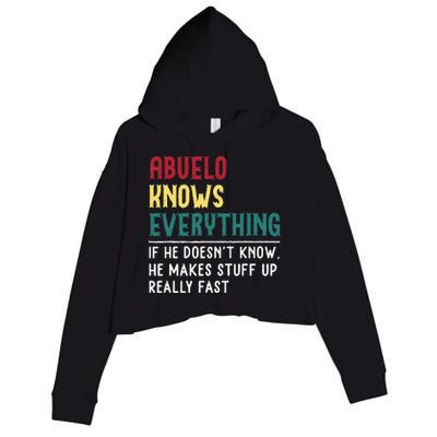 Abuelo Know Everything Fathers Day For Funny Abuelo Crop Fleece Hoodie