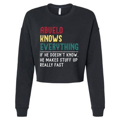 Abuelo Know Everything Fathers Day For Funny Abuelo Cropped Pullover Crew