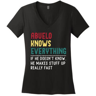 Abuelo Know Everything Fathers Day For Funny Abuelo Women's V-Neck T-Shirt