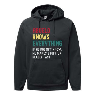 Abuelo Know Everything Fathers Day For Funny Abuelo Performance Fleece Hoodie