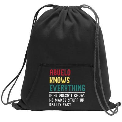 Abuelo Know Everything Fathers Day For Funny Abuelo Sweatshirt Cinch Pack Bag