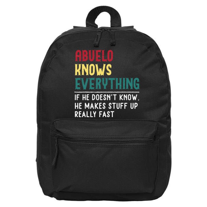 Abuelo Know Everything Fathers Day For Funny Abuelo 16 in Basic Backpack