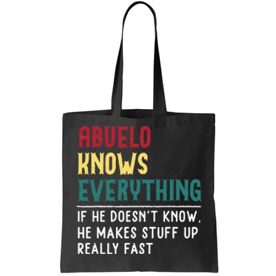 Abuelo Know Everything Fathers Day For Funny Abuelo Tote Bag