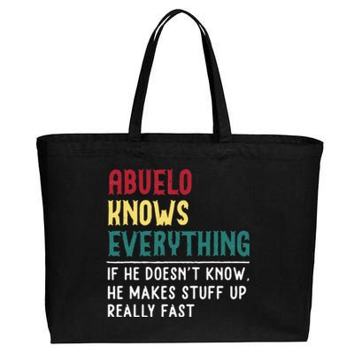 Abuelo Know Everything Fathers Day For Funny Abuelo Cotton Canvas Jumbo Tote