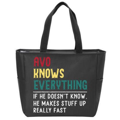 Avo Know Everything Fathers Day For Funny Grandpa Avo Zip Tote Bag