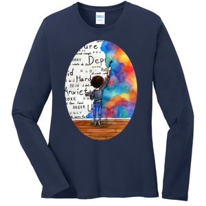 Always Keep Fighting Watercolor Painting (2015) Revamp Ladies Long Sleeve Shirt