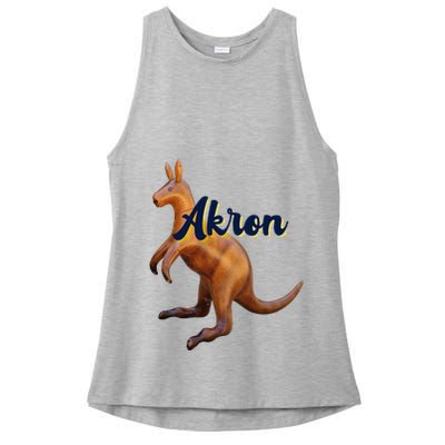 Akron Kangaroo Fun Retro Zips Ladies PosiCharge Tri-Blend Wicking Tank