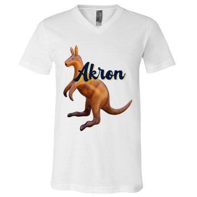 Akron Kangaroo Fun Retro Zips V-Neck T-Shirt