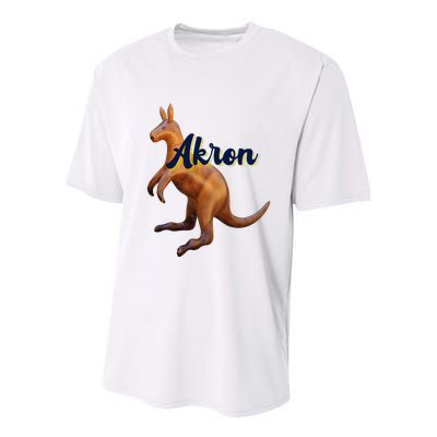 Akron Kangaroo Fun Retro Zips Youth Performance Sprint T-Shirt