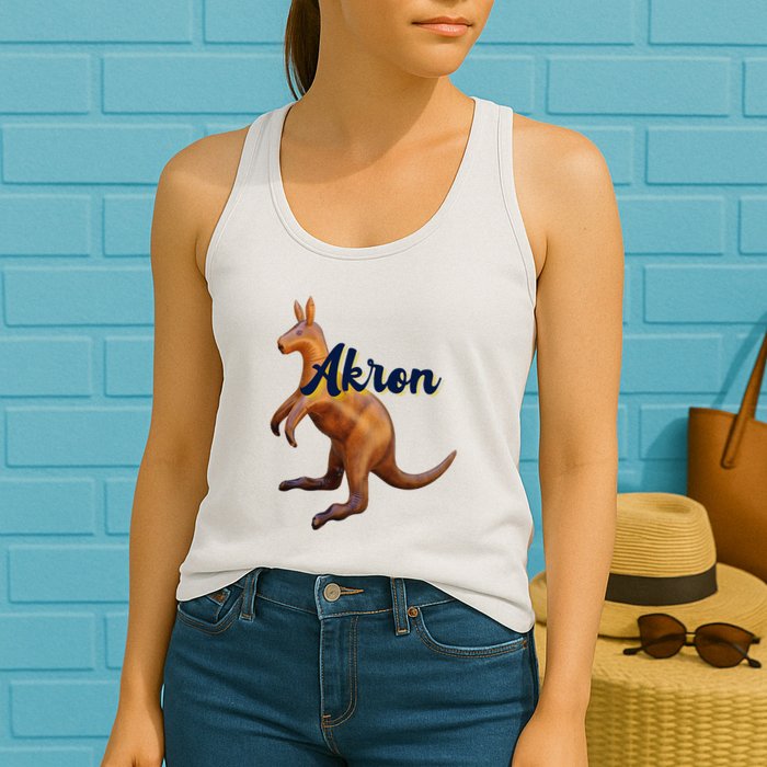 Akron Kangaroo Fun Retro Zips Womens Tank Top