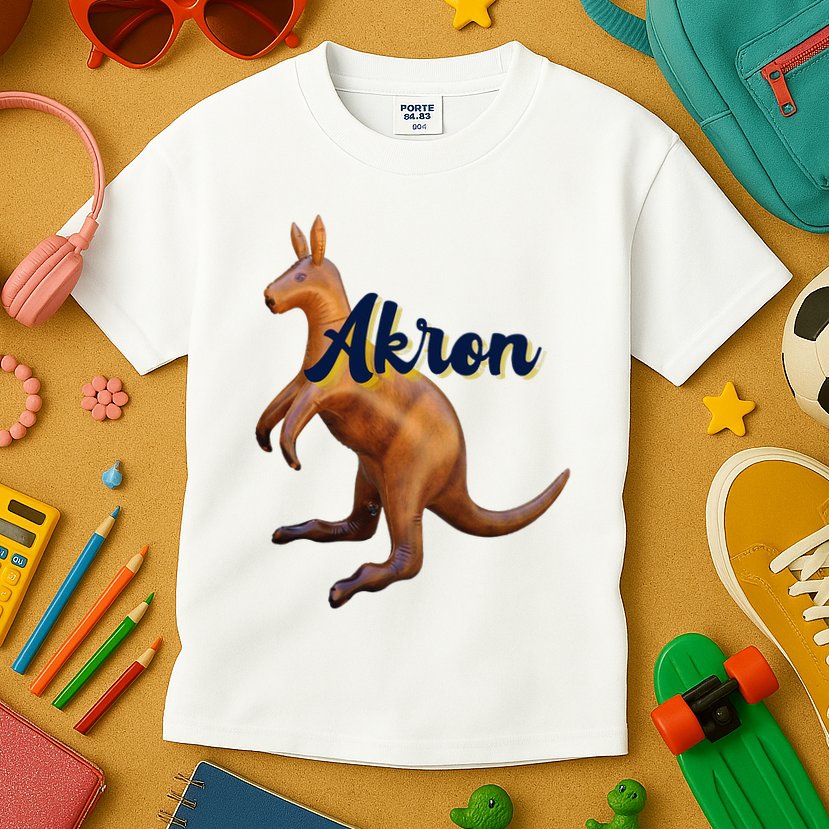 Akron Kangaroo Fun Retro Zips Kids T-Shirt
