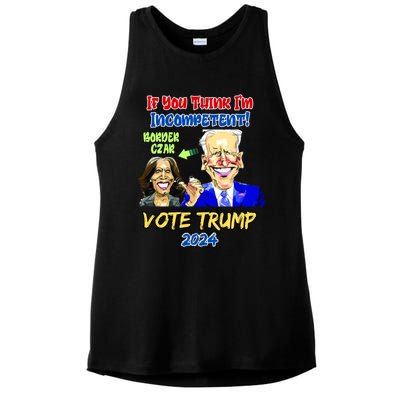 Anti Kamala Harris 2024 Border Czar Incompetent Vote Trump Funny Gift Ladies PosiCharge Tri-Blend Wicking Tank