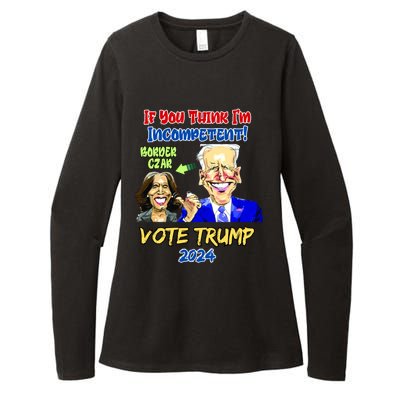 Anti Kamala Harris 2024 Border Czar Incompetent Vote Trump Funny Gift Womens CVC Long Sleeve Shirt