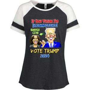 Anti Kamala Harris 2024 Border Czar Incompetent Vote Trump Funny Gift Enza Ladies Jersey Colorblock Tee