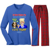 Anti Kamala Harris 2024 Border Czar Incompetent Vote Trump Funny Gift Women's Long Sleeve Flannel Pajama Set 