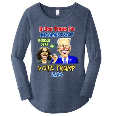 Anti Kamala Harris 2024 Border Czar Incompetent Vote Trump Funny Gift Women's Perfect Tri Tunic Long Sleeve Shirt