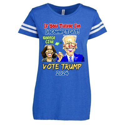 Anti Kamala Harris 2024 Border Czar Incompetent Vote Trump Funny Gift Enza Ladies Jersey Football T-Shirt