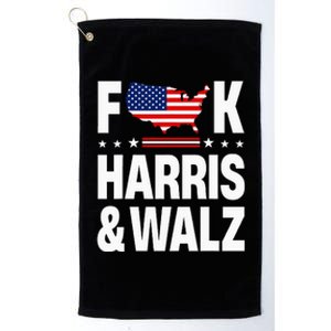 Anti Kamala Harris And Tim Walz 2024 Presidential Election Platinum Collection Golf Towel