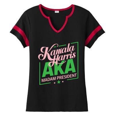 Aka Kamala Harris Madam President Ladies Halftime Notch Neck Tee