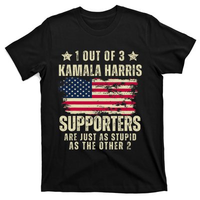 Anti Kamala Harris Stupid Joke American Flag Kamala Supporters Are Stupid T-Shirt