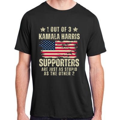 Anti Kamala Harris Stupid Joke American Flag Kamala Supporters Are Stupid Adult ChromaSoft Performance T-Shirt