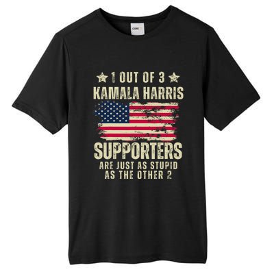 Anti Kamala Harris Stupid Joke American Flag Kamala Supporters Are Stupid Tall Fusion ChromaSoft Performance T-Shirt