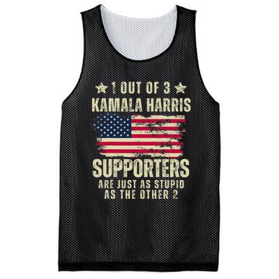 Anti Kamala Harris Stupid Joke American Flag Kamala Supporters Are Stupid Mesh Reversible Basketball Jersey Tank