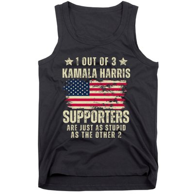 Anti Kamala Harris Stupid Joke American Flag Kamala Supporters Are Stupid Tank Top