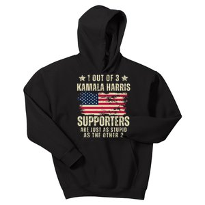 Anti Kamala Harris Stupid Joke American Flag Kamala Supporters Are Stupid Kids Hoodie