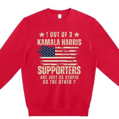 Anti Kamala Harris Stupid Joke American Flag Kamala Supporters Are Stupid Premium Crewneck Sweatshirt