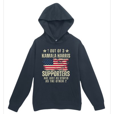 Anti Kamala Harris Stupid Joke American Flag Kamala Supporters Are Stupid Urban Pullover Hoodie