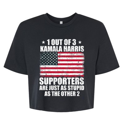 Anti Kamala Harris Stupid Joke American Flag Usa Funny Humor Bella+Canvas Jersey Crop Tee