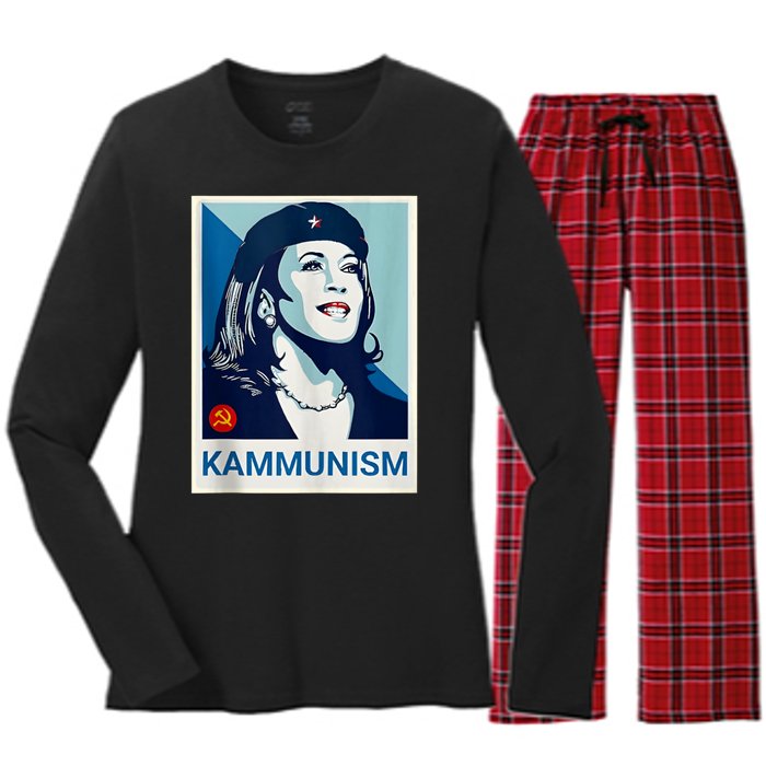 Awesome Kamala Harris Kammunism Communism Shepard Fairey Kamala Harris Forward Women's Long Sleeve Flannel Pajama Set 