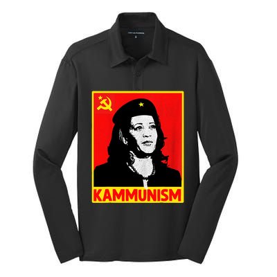 Awesome Kamala Harris Kammunism Communism Harris Walz 2024 Silk Touch Performance Long Sleeve Polo