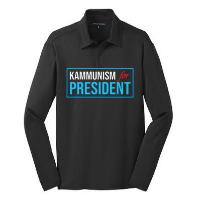 Awesome Kamala Harris Kammunism Communism Harris Walz 2024 Silk Touch Performance Long Sleeve Polo