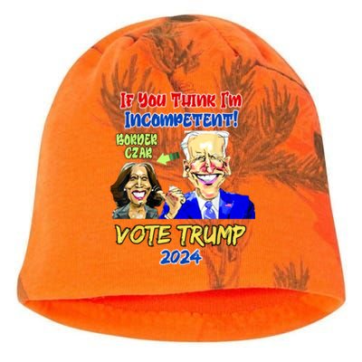 Anti Kamala Harris 2024 Border Czar Incompetent Vote Trump Kati - Camo Knit Beanie