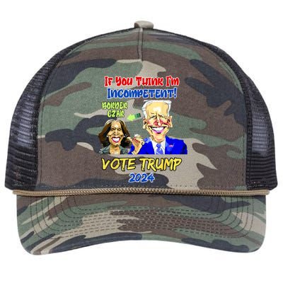 Anti Kamala Harris 2024 Border Czar Incompetent Vote Trump Retro Rope Trucker Hat Cap