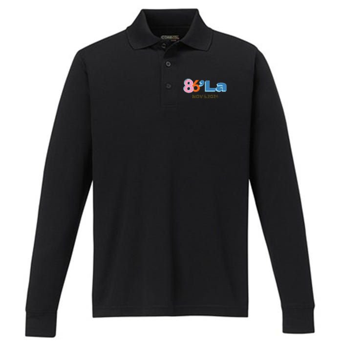 Anti Kamala Harris Fun Cool Zillennial Style 86 La Performance Long Sleeve Polo