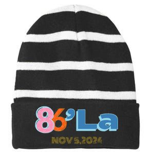 Anti Kamala Harris Fun Cool Zillennial Style 86 La Striped Beanie with Solid Band