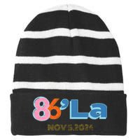 Anti Kamala Harris Fun Cool Zillennial Style 86 La Striped Beanie with Solid Band