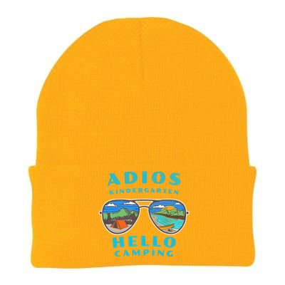 Adios Kindergarten Hello Camping Who Love To Camp Gift Knit Cap Winter Beanie